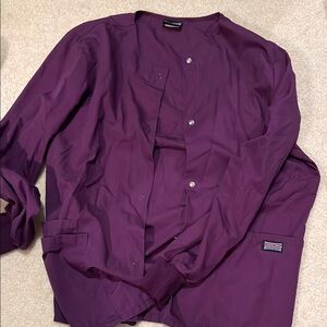 Purple Button-Up scrub top